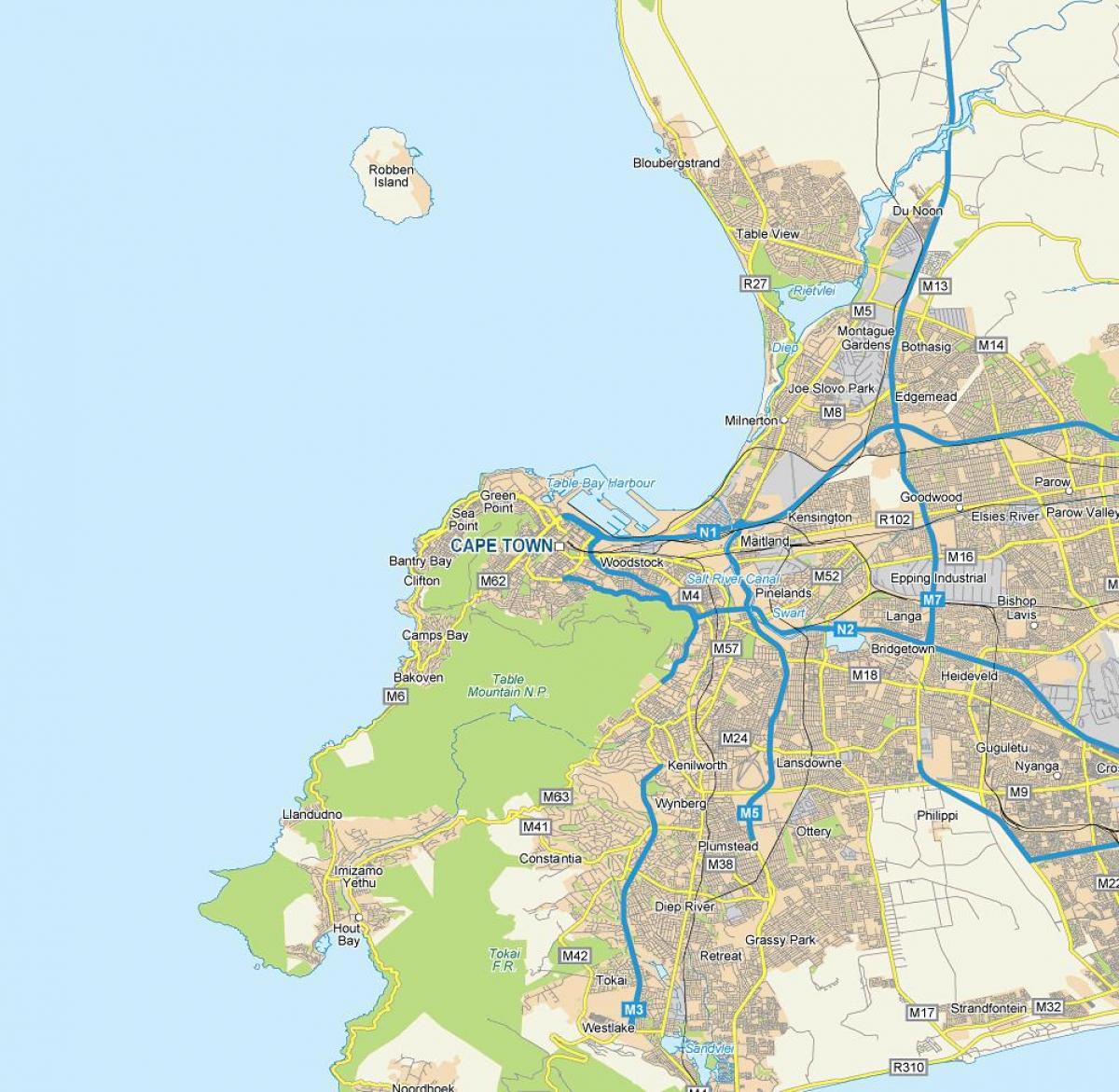 Cape Town şehir haritası