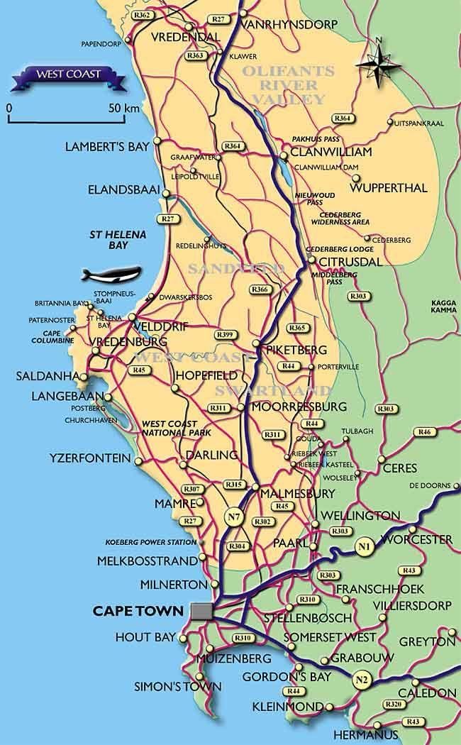 Cape Town sahil şeridi haritası