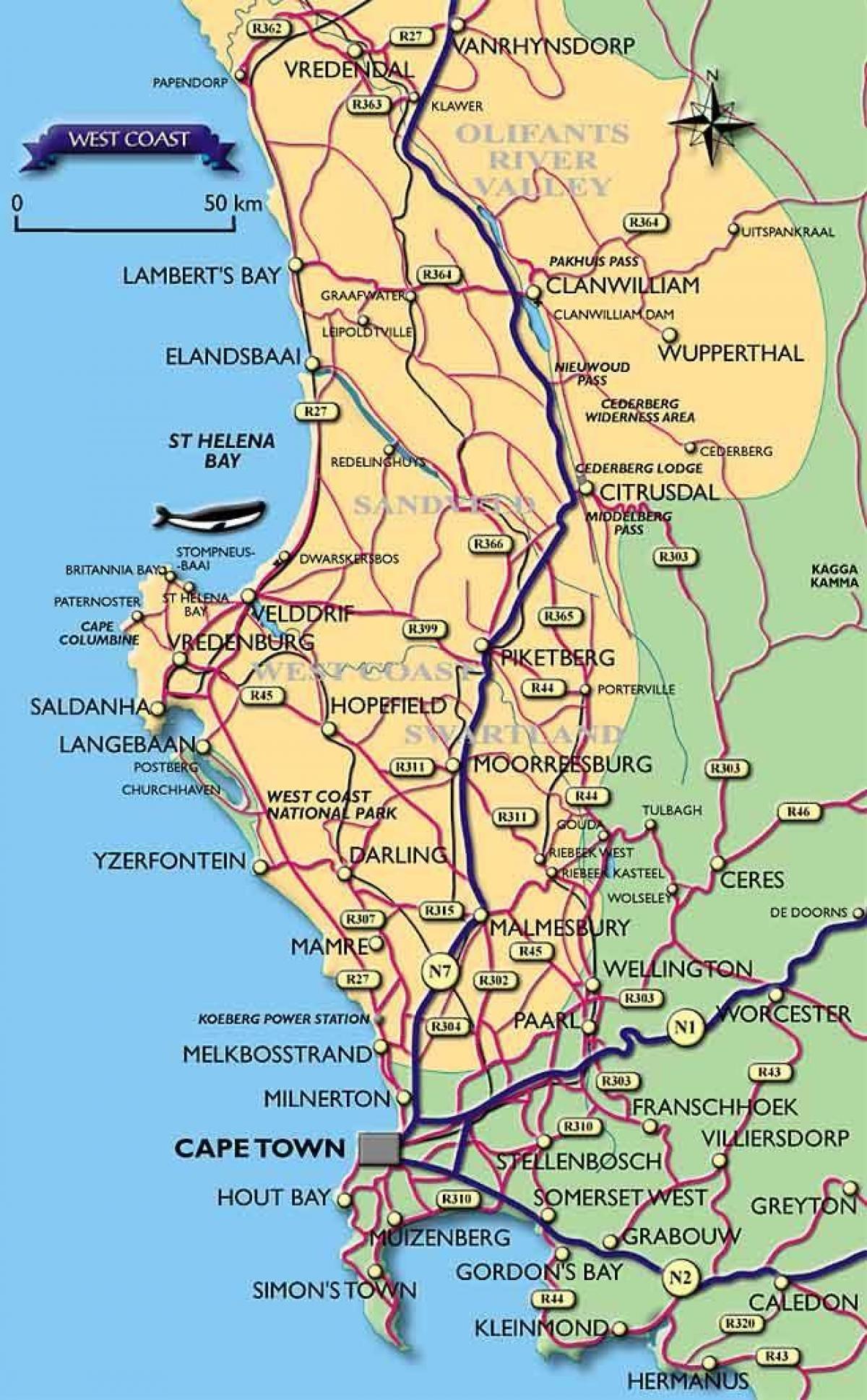 Cape Town sahil şeridi haritası 
