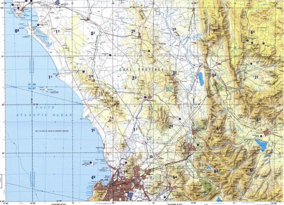 Cape Town topografik harita