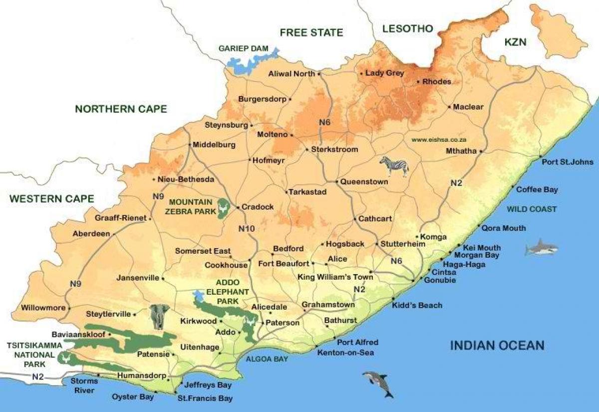 Doğu Cape town'daki haritası 