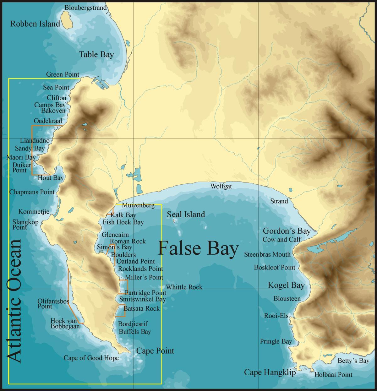 false bay Cape Town haritası 
