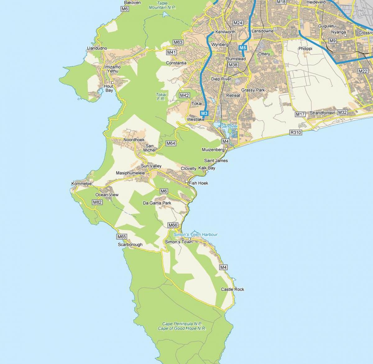 fish hoek, Güney Afrika haritası 