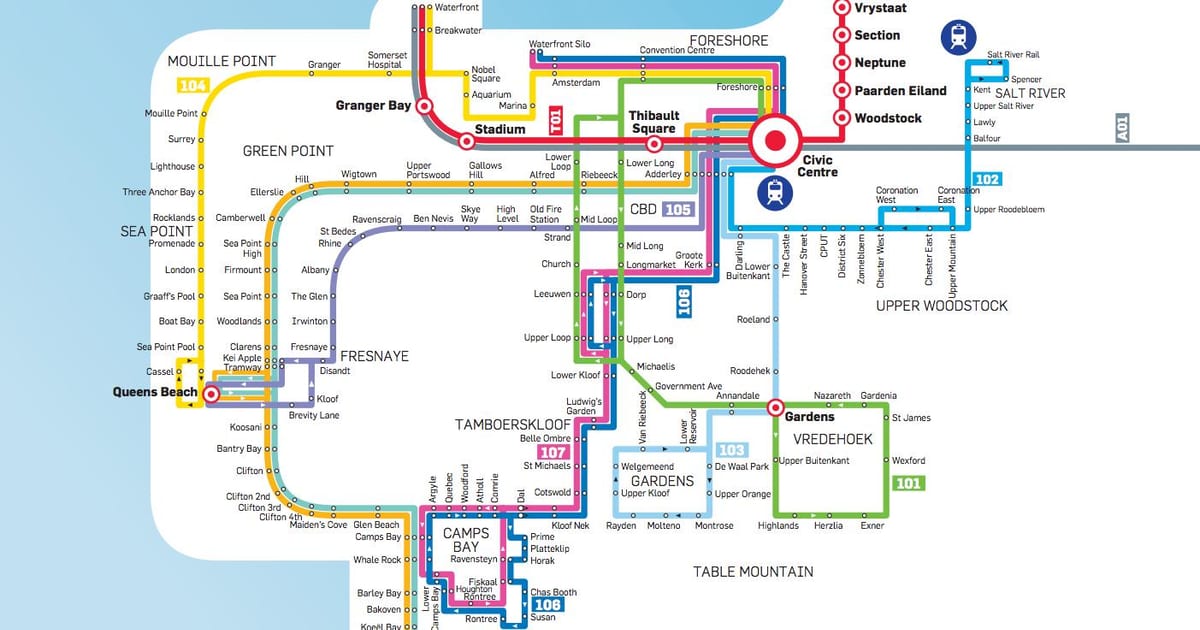 Cape Town otobüs harita