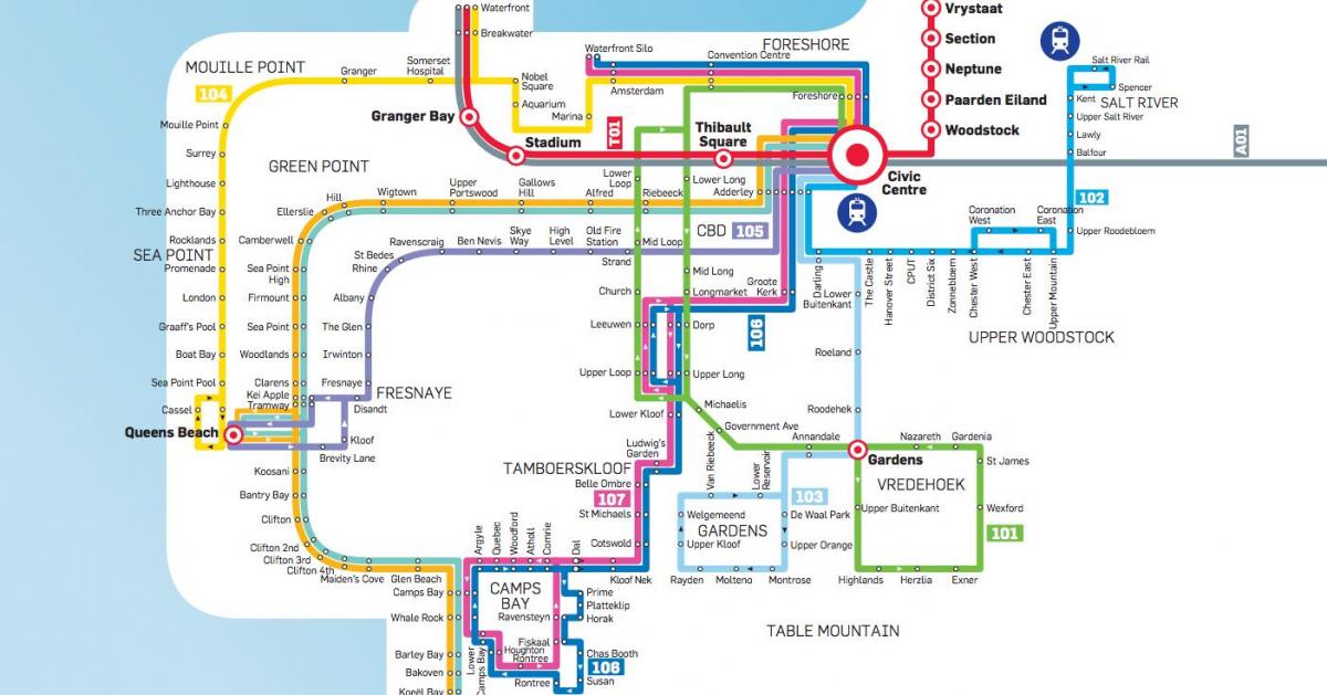 Cape Town otobüs harita
