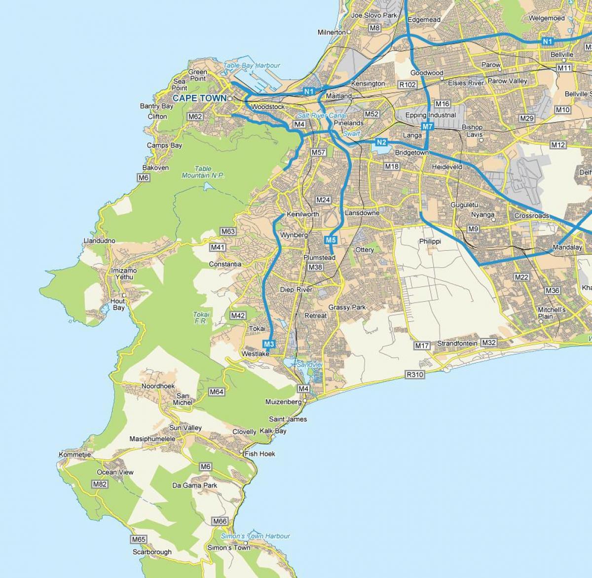 o nehir Cape Town haritası 