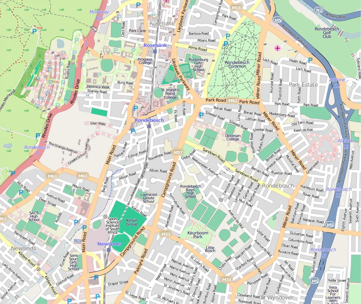 rondebosch, Cape Town haritası 