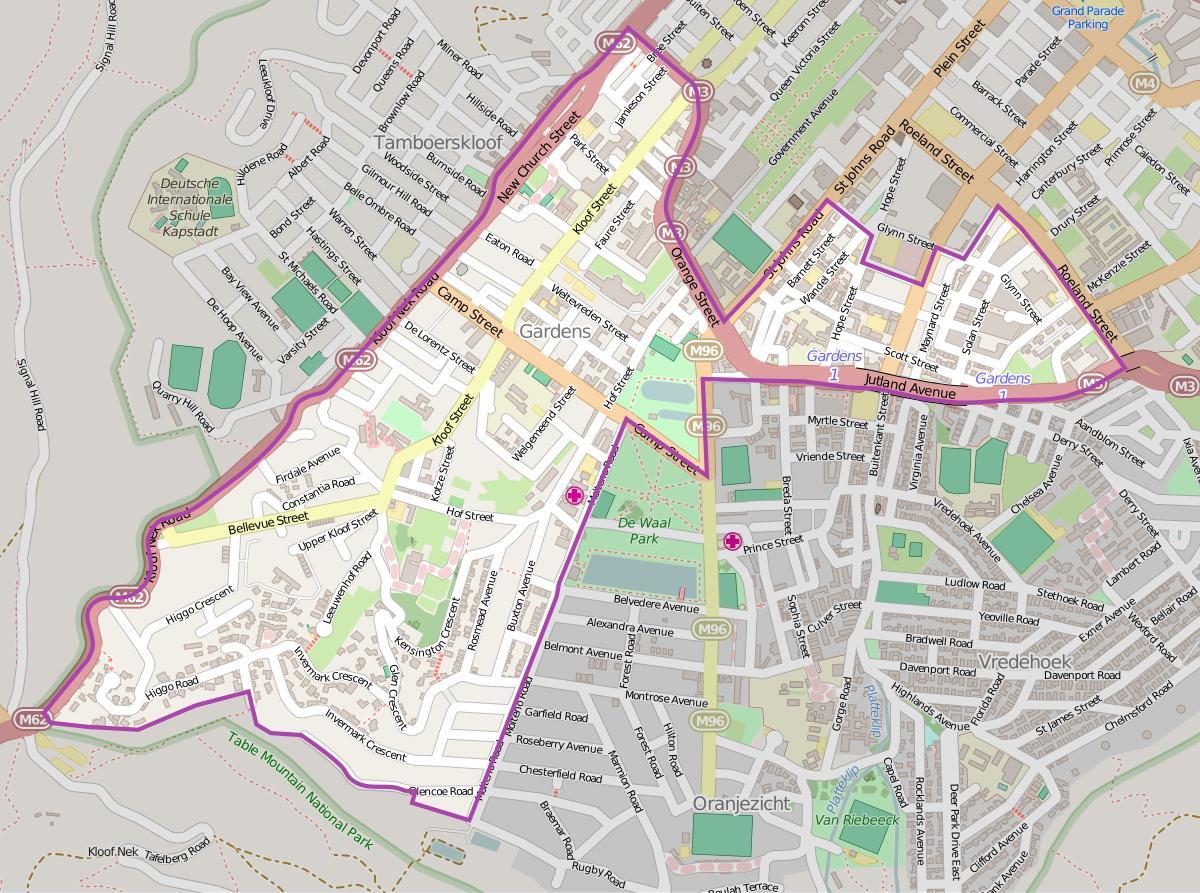 tamboerskloof'ta Cape Town haritası 