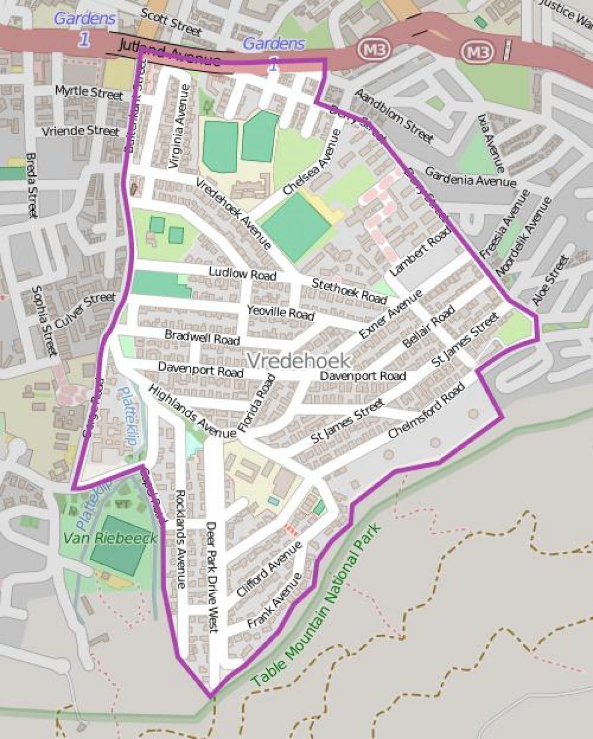 vredehoek, Cape Town haritası 