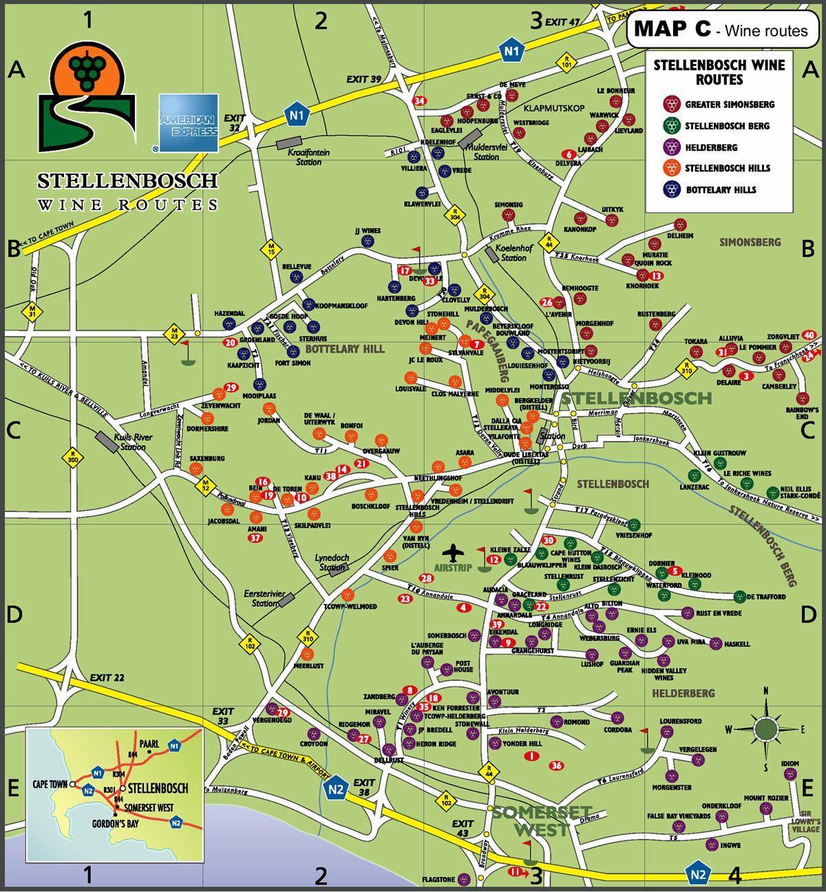 şarap rota yol haritası, Cape Town haritası 