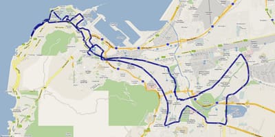 Cape Town haritası maraton güzergahı 