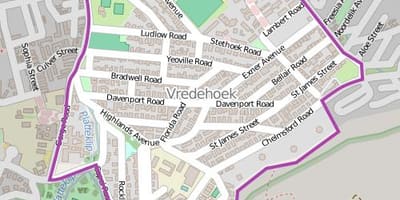 Vredehoek, Cape Town haritası 